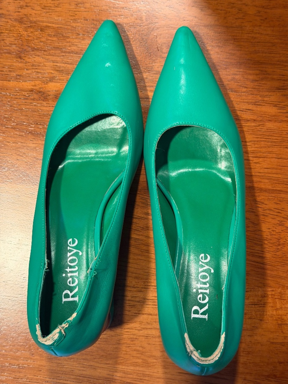 Kelly green block heels
